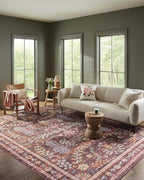 Loloi Rifle Paper Co. Maison Collection MAO-06 Red 5'-0" x 5'-0" Round, .19" Pile Height, Accent Rug