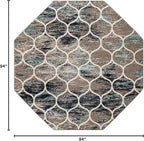 Rugs.com Lattice Frieze Collection Rug – 7' 10 Octagon Blue Multi Medium Rug Perfect for Living Rooms, Kitchens, Entryways