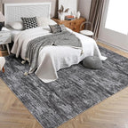 RUGSREAL 8x10 Washable Rug for Living Room Non-Slip Modern Abstract Area Rug Stain Resistant Large Bedroom Rug Contemporary Accent Throw Floor Carpet Solid Rug for Dining Room Home Decor, Dark Grey