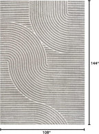 JONATHAN Y Hallie High-Low Curve Gray/Ivory Indoor/Outdoor Area Rug, 9x12, Minimalist, Pet Friendly, Non-Shedding, Stain Resistant, Hose-Washable for Backyard, Patio, Porch (SCN100A-9)