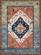 Lahome Boho Machine Washable Rugs - 5x7 Area Rugs for Living Room Non-Slip Oriental Throw Bedroom Rug Ultra-Thin Large Office Dining Room Rug Accent Floor Carpet for Kitchen Laundry Room