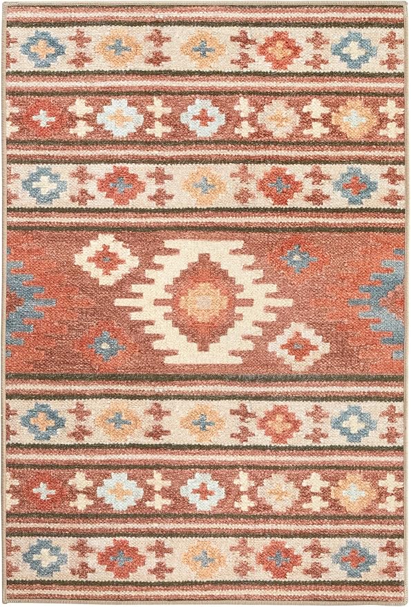 Dash & Albert Canyon Natural Machine Washable Rug, 6 X 9 Feet, Natural Geometric Pattern - Premium Luxury Hotel Quality Soft Breathable Hypoallergenic Machine Washable Easy Care All Season