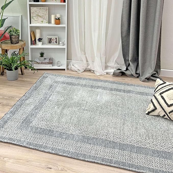 Alfa Rich 3x5 Light Gray Washable Area Rugs for Living Room Bedroom Kitchen Cotton Decor Runner Rug