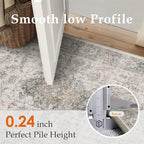 HUGEAR 2x3 Entryway Area Rug Retro Taupe Green Small Rug Machine Washable Door Mat Vintage Floral Low Pile Carpet Distressed Throw Rug Entrance Kitchen Bathroom Office Non Slip Soft Lightweight