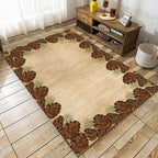 Rustic Lodge Brown Area Rug 5x7ft Pine Cone Leaf Botanical Print Home Decor Non Slip Washable Rug Pine Cones Area Rug Low Pile Thin Indoor Throw Carpet Rug for Laundry Dining Room Office