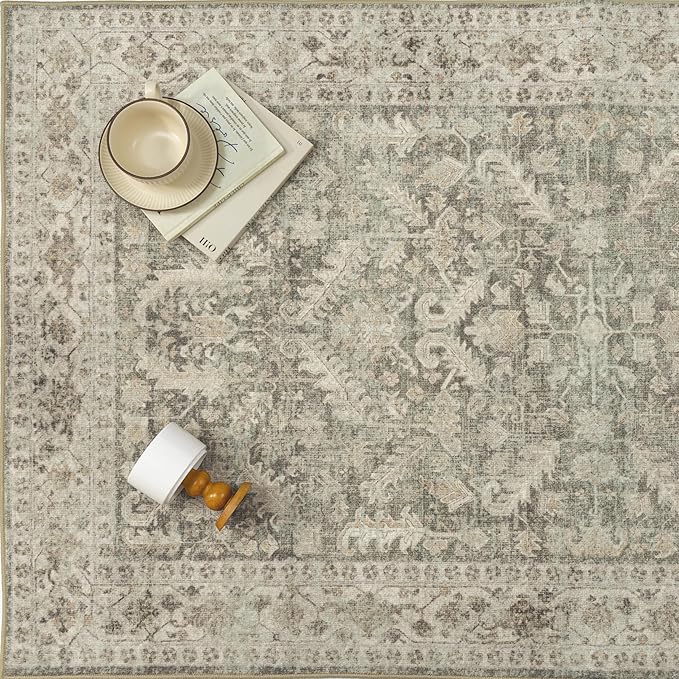 Brown 2x3 Entryway Rug Vintage Area Carpet Indoor Kitchen Washable Door Mat Entrance Small Low Pile Traditional Distressed Retro Accent Throw Rug Non Slip Office Bathroom
