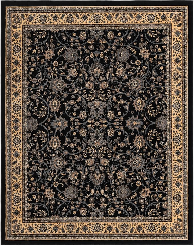 Unique Loom Sialk Hill Collection Area Rug - Washington (8' x 10' Rectangle Black/Gray)