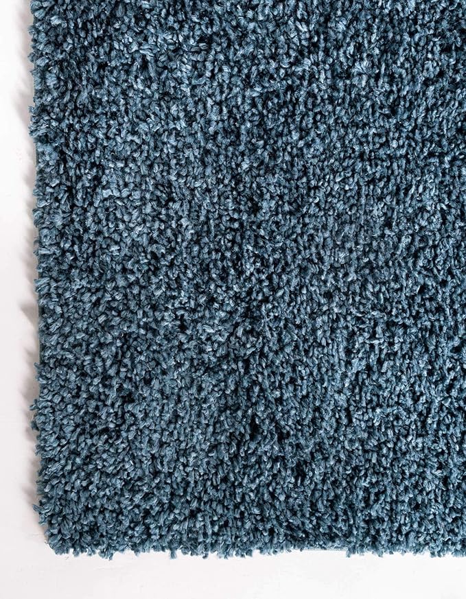 Unique Loom Davos Shag Collection Area Rug - Solid (3' 3" Square, Marine Blue)