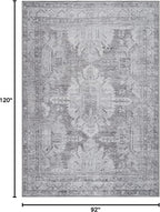 Bloom Rugs Washable 8' x 10' Rug - Ivory/Silver Gray Traditional Area Rug for Living Room, Bedroom, Dining Room, and Kitchen - Exact Size: 8' x 10'