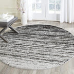 SAFAVIEH Adirondack Collection Area Rug - 6' Round, Ivory & Silver, Modern Ombre Design, Non Shedding & Easy to Clean, Ideal for Living Room, Bedroom, Office, Dining Space (ADR113B)