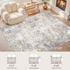 6x9 Area Rug Living Room Rugs - Washable Neutral Modern Abstract Soft Thin Large Rug Indoor Floor No Slip Rug Carpet for Bedroom Under Dining Table Home Office Decor - Brown Grey