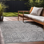 Beverly Rug Waikiki Indoor Outdoor Rug 6x9, Washable Outside Carpet for Patio, Deck, Porch, Trellis Area Rug, Water Resistant, Dark Grey - Light Grey