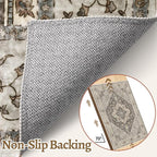 Tangsoo 8x10 Area Rugs for Living Room, 8x10 Washable Rug Vintage Indoor Non Slip Large Area Rugs, Print Distressed Grey Carpet, Soft Low Pile Foldable Floor for Bedroom Dining Room Dorm