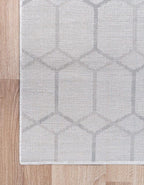 Rugs.com Lattice Trellis Collection Rug – 10 Ft Runner White Low-Pile Rug Perfect for Hallways, Entryways