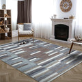 Bloom Rugs Washable Non-Slip 9' x 12' Rug - Blue/Brown Striped Area Rug for Living Room, Bedroom, Dining Room, and Kitchen - Exact Size: 9' x 12'