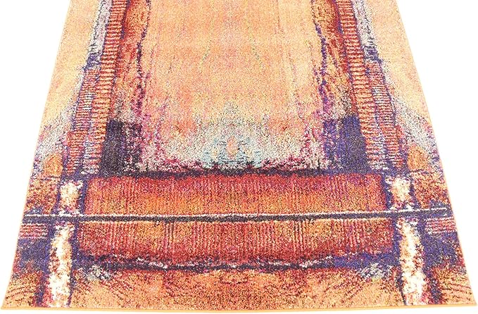 Unique Loom Estrella Collection Rustic, Distressed, Modern, Abstract Area Rug (5' 0 x 8' 0 Rectangular, Orange/Black)