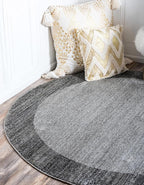 Rugs.com Angelica Collection Rug – 8 Ft Round Light Gray Medium Rug Perfect for Kitchens, Dining Rooms