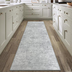2x8 Runner Rug Washable Vintage Indoor Hallway Carpet Non Slip Grey Bedroom Low Pile Kitchen Distressed Long Retro Accent Throw Rug for Bathroom Dining Laundry Living Room