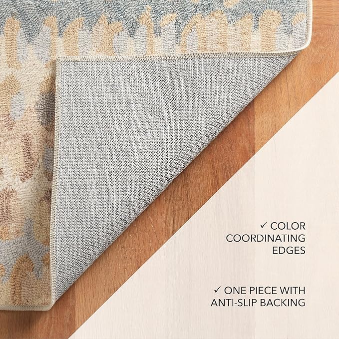 Dash and Albert Paint Chip Machine Washable Area Rug - 4' x 6' Natural - Geometric Accent Rug - Anti-Slip Backing, Lightweight, Machine Washable, High Traffic Areas Kitchen, Mudroom, Laundry Room