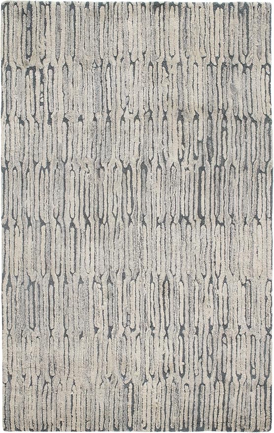 Dash and Albert Malone Everglade Hand Tufted Wool Rug, 8 X 10 Feet, Blue Graphic Pattern - Premium Luxury Hotel Quality Soft Breathable Hypoallergenic Machine Washable Easy Care All Season