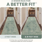 Area Rug 2x3 Doormat, Machine Washable Low Pile Vintage Rugs, Small Lightweight Rug Entryway Indoor Mat for Entrance, Hallway, Kitchen and Corridor, Green