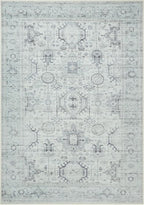 GLN Rugs Traditional Collection - Machine Washable Area Rug, Traditional Washable, Non Slip, Low Pile Chenille Rug, Living Room, Bedroom, Kitchen Rug (9' x 12' Cream/Gray/Sea Salt)