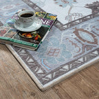 Fame Living Cream Grey Oushak Rug, Modern, Vintage, Turkish, Eclectic, Floral, Pastel, Washable, Oversized, Extra Large Area Rugs for Living Room, Dining, Bedroom, Lounge 9'5"x14'