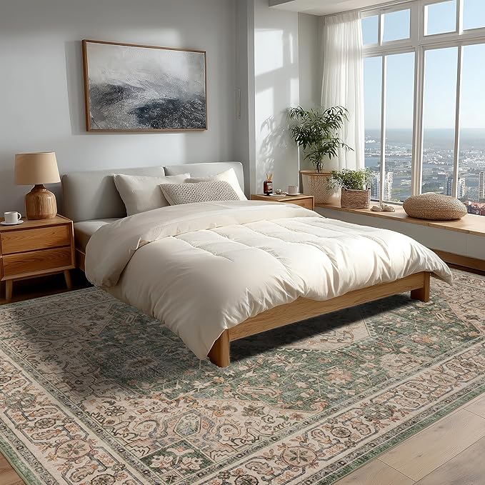 Area Rug Non Slip Machine Washable Ultra Soft Living Room/Bedroom/Kitchen/Outdoor/Classroom Celadon, 8'×10'