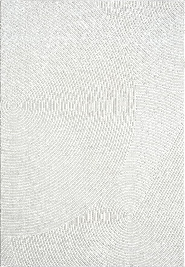 Abani Cream Area Rug 8' x 10' for Living Room, Bedroom - Zen Reiki Circles Pattern - Durable & Easy to Clean