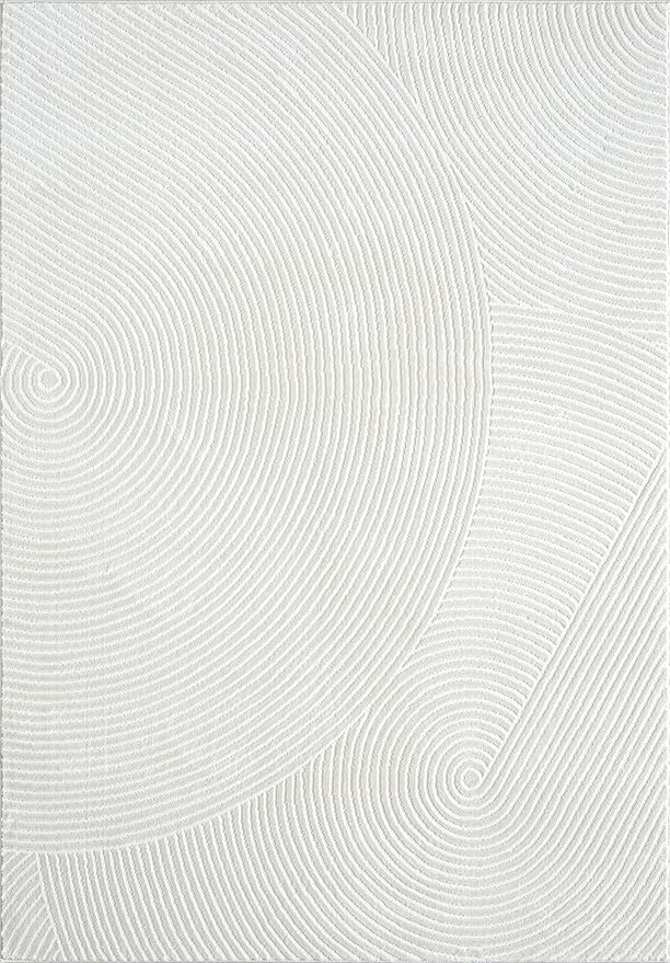 Abani Area Rug for Living Room, Bedroom - Zen Reiki Circles Pattern - Durable & Easy to Clean (Cream, 10' x 14')