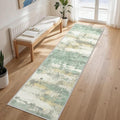 GENIMO Runner Rug Non Slip 2'6"x8', Washable Rug Runner for Hallways Kitchen, Abstract Modern Kitchen Rugs, Low Pile Lightweight Carpet Runners for Entryway, Bedroom, Laundry, Light Green