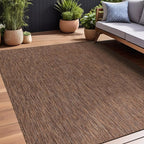 Beverly Rug Indoor Outdoor Rug 5x7, Washable Outside Carpet for Patio, Deck, Porch, Solid Modern Area Rug, Water Resistant, Gold Brown