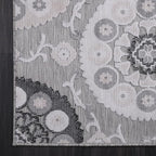 CAMILSON Indoor Outdoor Rug 8x10 Bohemian Medallion Floral Area Rugs for Indoor and Outdoor Patios Easy-Cleaning Non-Shedding Living Room Garden and Kitchen Washable Outside Carpet (8 x 10 / Gray)