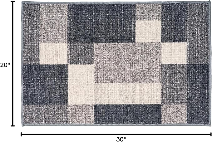 Rugshop Modern Boxes Design Non-Slip (Non-Skid) Area Rug 20" X 30" Gray