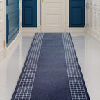Custom Made Runner Rug for Kitchen Foyer Hallway Entry Choose Your Length 31 Inch Wide Geometric CheckeBlue Design Blue Color (25 feet x 31 Inch)