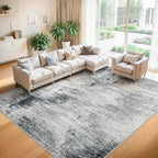 Area Rugs 9x12 Living Room - Modern Abstract Large Rugs for Living Room Non-Slip Low Pile Soft Machine Washable Carpet for Bedroom, Under Dining Table, Nursery, Farmhouse (9'x12' Dark Grey)