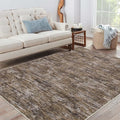 RUGSREAL Bedroom Area Rug 4x6 Modern Abstract Area Rug Stain Resistant Small Living Room Rug Contemporary Dining Room Rug Non-Slip Solid Rug Aesthetic Accent Floor Carpet for Kitchen Office, Brown