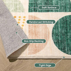 MUJOO Green Rug Boho Washable,6x9 Area Rugs for Living Room Bedroom Dining Room,Large Throw Floor Carpet Non Slip Soft Modern Abstract Sage Green