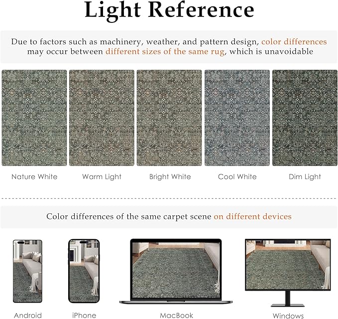Area Rug 6x9 Gray Living Room Washable Vintage Carpet Non Slip Indoor Retro Traditional Grey Accent Throw Large Rug for Office Bedroom Dining Room Playroom