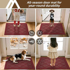 COSY HOMEER Non-Slip Door Mat 20"x32", Entryway Rugs Low Profile Absorbent Dirt Trapper Doormat for Front Entrance, Washable Polypropylene Entry Mat (Red)