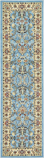 Unique Loom Sialk Hill Collection Area Rug - Washington (2' 7" x 10' Runner Light Blue/Navy Blue)