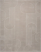Annabel Modern Geometric Area Rug for Living Room, 8x10 Contemporary Arched Linear Beige Neutral Rug, Stain Resistant Non-Shedding Carpet for Bedroom, Dining Room, Kitchen (8' x 10', Beige)