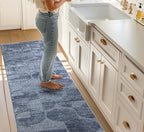 Well Woven Custom Size Hallway & Stair Runner- Harlow Harmony Blue 27 Inches Wide x 17 Feet Long Runner (27" x 17') Runner Rug - Modern Geometric Pattern, Ultra-Soft, Easy-Clean