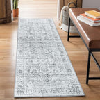 Bloom Rugs Washable Non-Slip 10 ft Runner - Gray/Charcoal Traditional Medallion Runner for Entryway, Hallway, Bathroom, and Kitchen - Exact Size: 2.5' x 10'