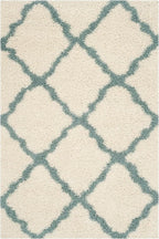 SAFAVIEH Dallas Shag Collection Area Rug - 5'1" x 7'6", Ivory & Light Blue, Trellis Design, Non-Shedding & Easy Care, 1.5-inch Thick Ideal for High Traffic Areas in Living Room, Bedroom (SGD257J)