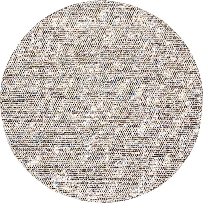 Safavieh Natura Collection Accent Rug - 3' Round, Ivory & Multi, Handmade Wool Blend, Textured Design, Ideal for Living Room, Bedroom, Dining Space (NAT620D)