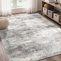 5x7 Area Rugs Washable Grey Rug for Living Room Bedroom, Modern Abstract Large Rug Non Slip, Water Repellent Low Pile Soft Carpet for Dining Room, Home Office, Grey Beige