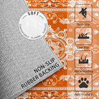 Mandala Rugs for Living Room - 5x7 Area Rugs, Vintage Floral Rug, Orange Mandala Rug for Living Room, Boho Medallion Washable Bedroom Carpet, Meditation Boho Ethnic Home Decor & Gifts