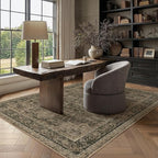 4x6 Washable Area Rug Brown Vintage Distressed Rug for Office Oriental Soft Thin Indoor Retro Carpet Non Slip Low Pile Floor Cover for Living Ding Room Bedroom Laundry