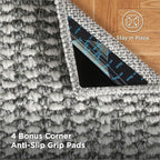 Bedsure 5x7 Faux Wool Area Rugs for Living Room, Machine Washable Carpet, Non-Slip Backing, Pet Friendly Throw Rug for Bedroom Dining Room, Gray